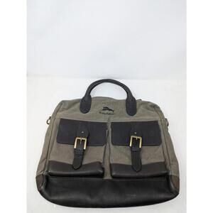 Tommy Bahama Messenger Bag Gray Cotton Canvas Leather Big Island Collection